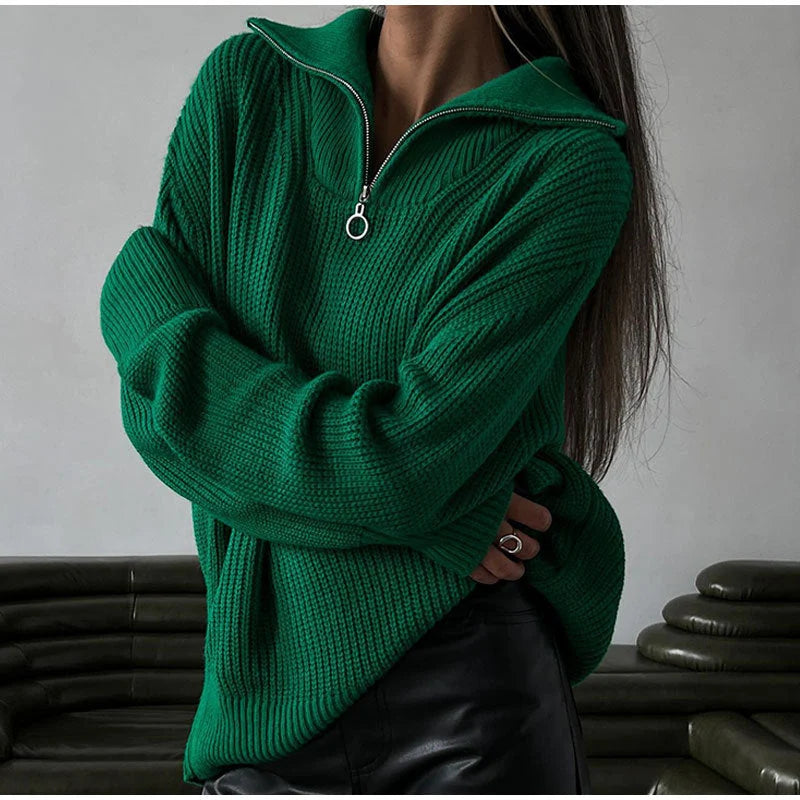 Mia | Comodo Maglione Oversize con Mezza Zip per Donna 4