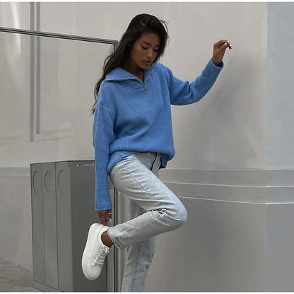 Mia | Comodo Maglione Oversize con Mezza Zip per Donna 6