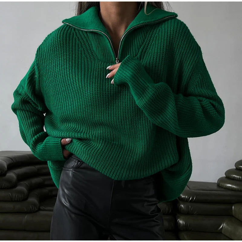 Mia | Comodo Maglione Oversize con Mezza Zip per Donna 7