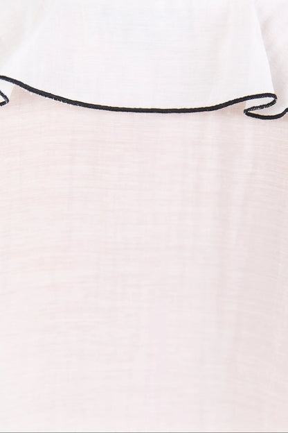 Mia | Elegante Blusa Trasparente con Rouches e Bordo Nero 7