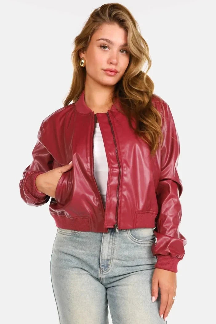 Mia | Elegante Bomber Nero in Pelle per Donna 0