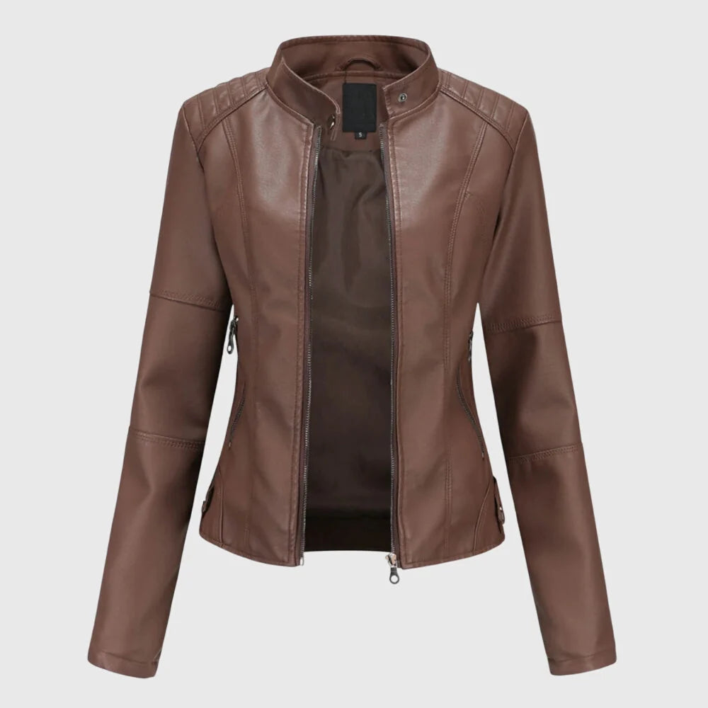 Mia | Elegante Giacca Di Pelle Donna Per Stagione Autunnale 2