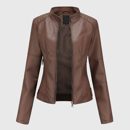 Mia | Elegante Giacca Di Pelle Donna Per Stagione Autunnale 2