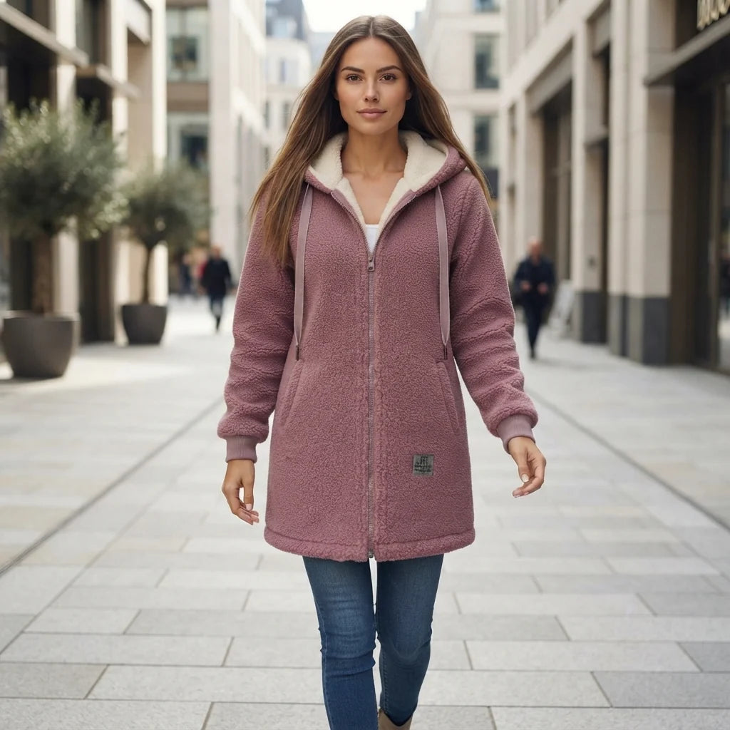 Mia | Elegante Giacca Lunga Donna con Cappuccio e Zip Casual 1