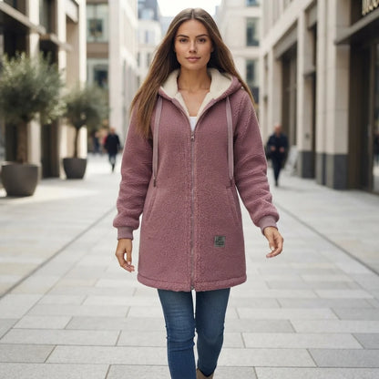 Mia | Elegante Giacca Lunga Donna con Cappuccio e Zip Casual 1