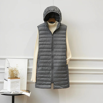 Mia | Elegante Gilet Lungo Trapuntato con Cappuccio per Donna 2