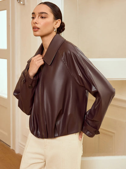 Mia | Elegante Giubbotto Ecopelle Donna con Colletto e Cerniera 4
