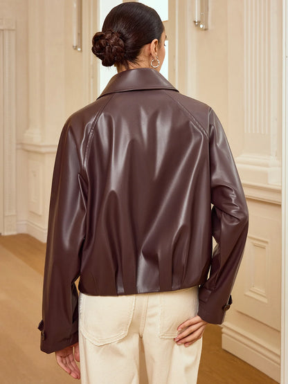 Mia | Elegante Giubbotto Ecopelle Donna con Colletto e Cerniera 5
