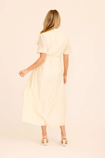 Mia | Elegante Maxi Abito Camicia Giallo Chiaro Per Donna 3