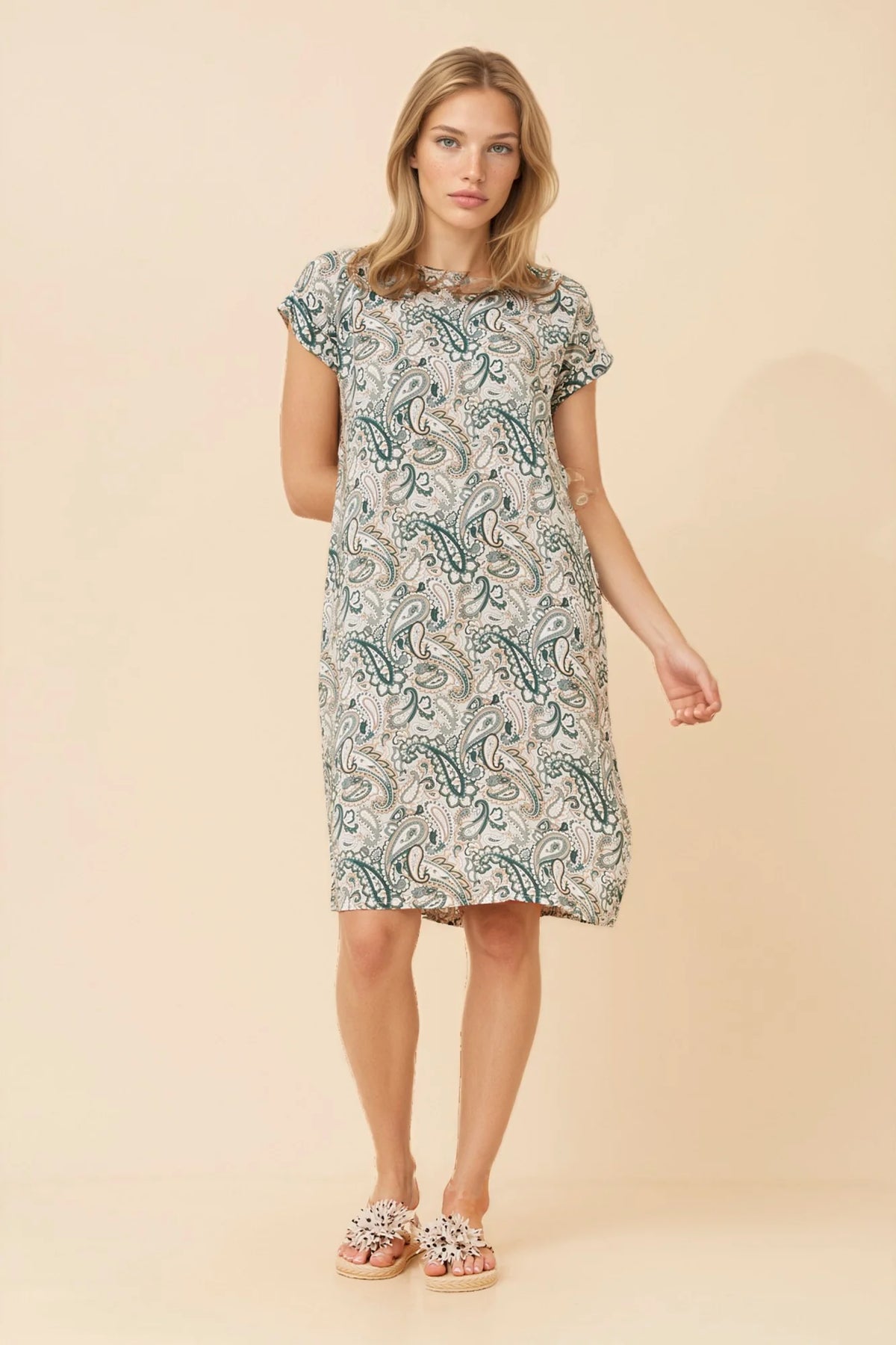 Mia | Elegante Vestito Corto con Stampa Paisley per Donna 1