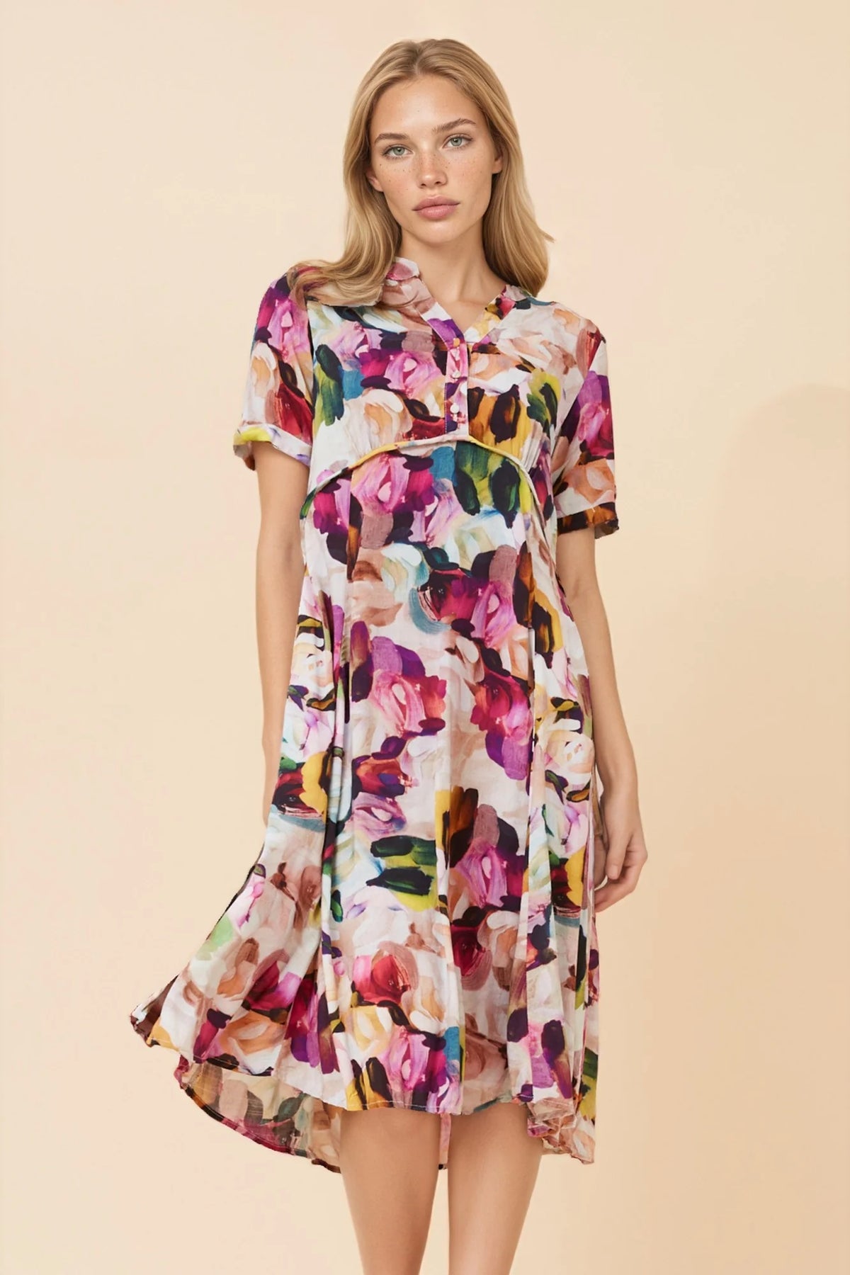 Mia | Elegante Vestito Midi Donna con Stampa Astratta 0