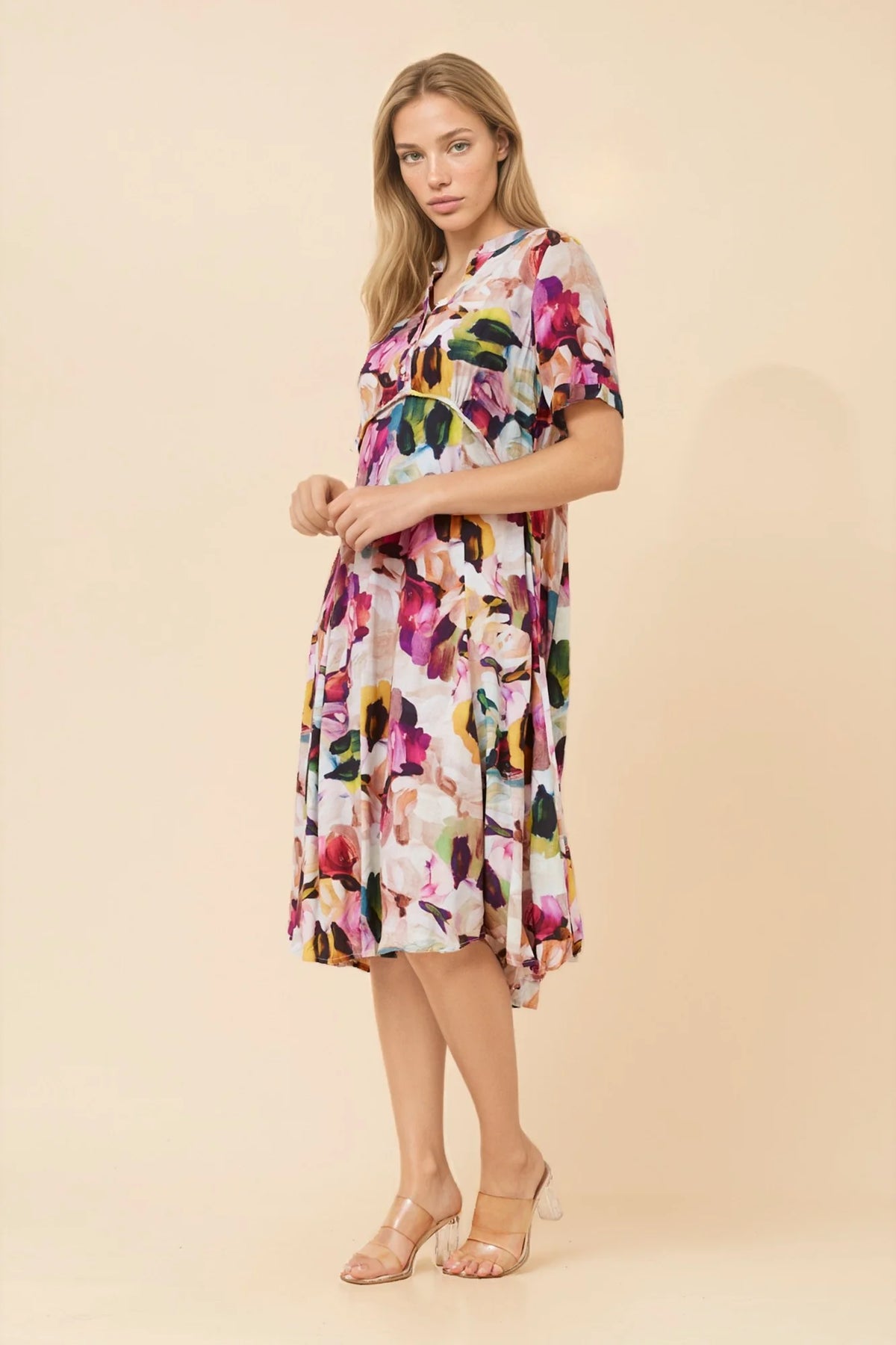 Mia | Elegante Vestito Midi Donna con Stampa Astratta 2