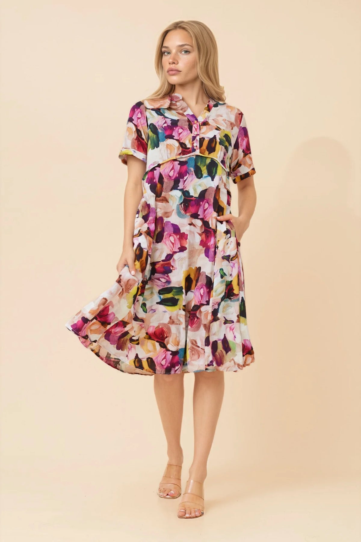 Mia | Elegante Vestito Midi Donna con Stampa Astratta 3