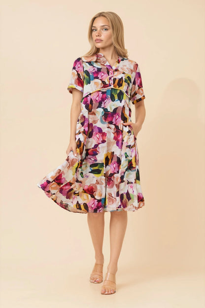 Mia | Elegante Vestito Midi Donna con Stampa Astratta 3