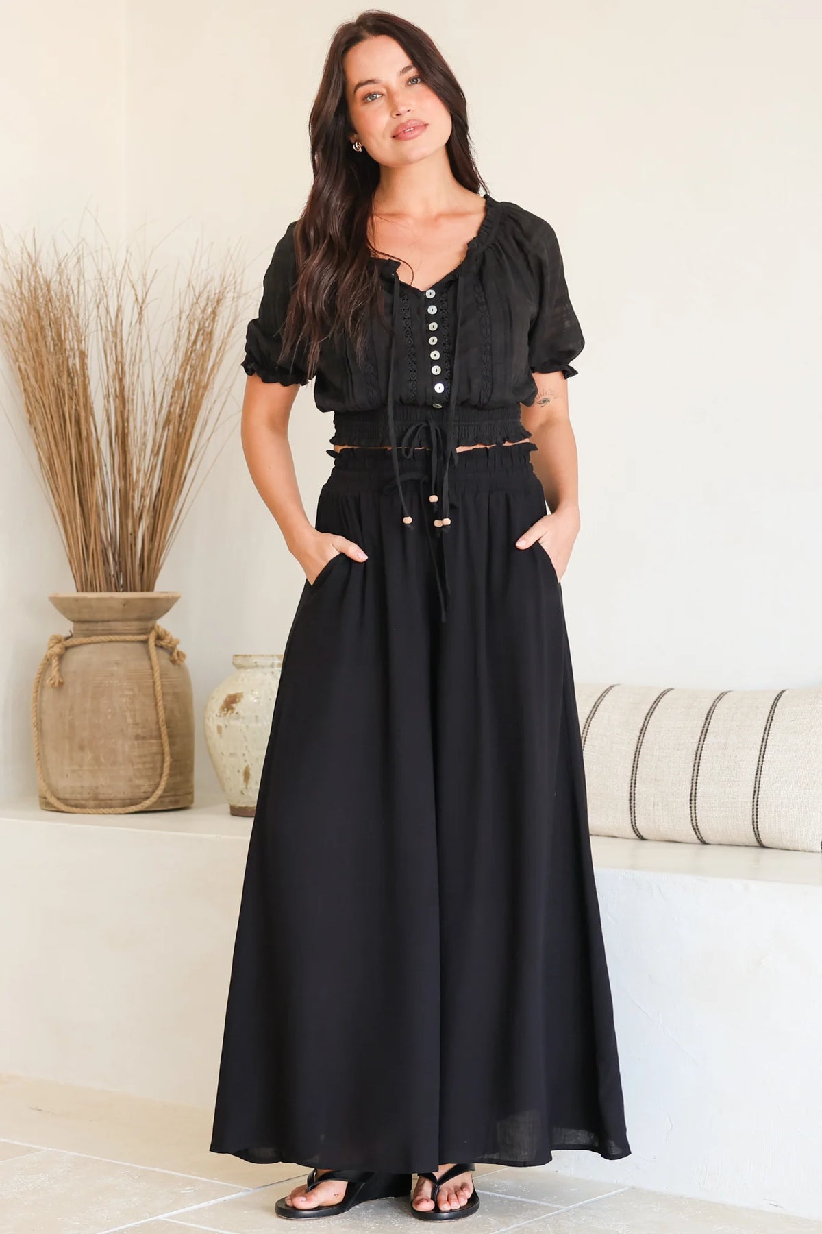 Mia | Eleganti Pantaloni a Vita Alta con Gamba Larga 0