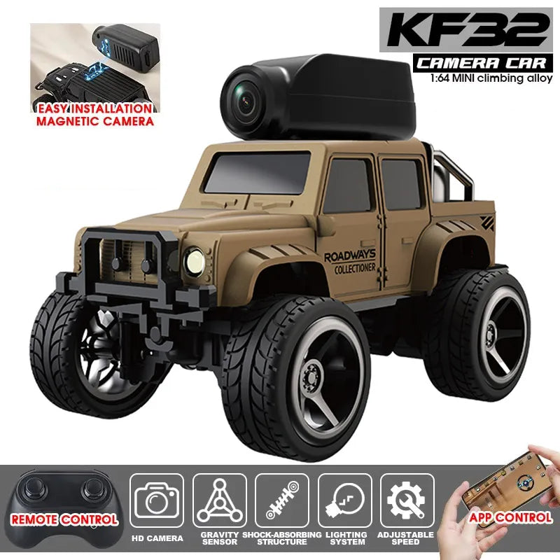Mini Auto Radiocomandata 1:64 con Telecamera HD e Luci LED | Macchina Telecomandata per Avventure in Terreni Difficili 0