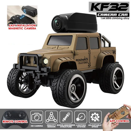 Mini Auto Radiocomandata 1:64 con Telecamera HD e Luci LED | Macchina Telecomandata per Avventure in Terreni Difficili 0