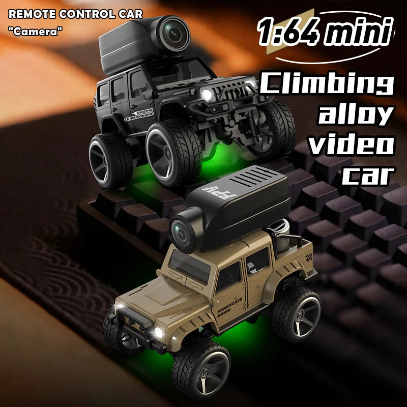 Mini Auto Radiocomandata 1:64 con Telecamera HD e Luci LED | Macchina Telecomandata per Avventure in Terreni Difficili 1