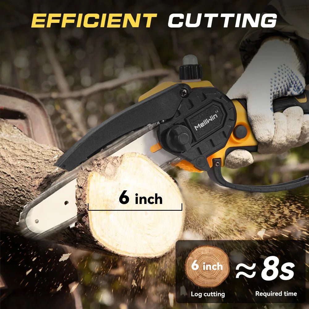 6-Inch Battery-Powered Mini Electric Chainsaw with Portable Design | Ideal for Pruning and Wood Cutting