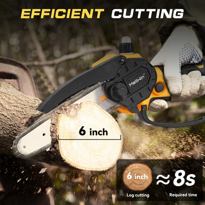 6-Inch Battery-Powered Mini Electric Chainsaw with Portable Design | Ideal for Pruning and Wood Cutting