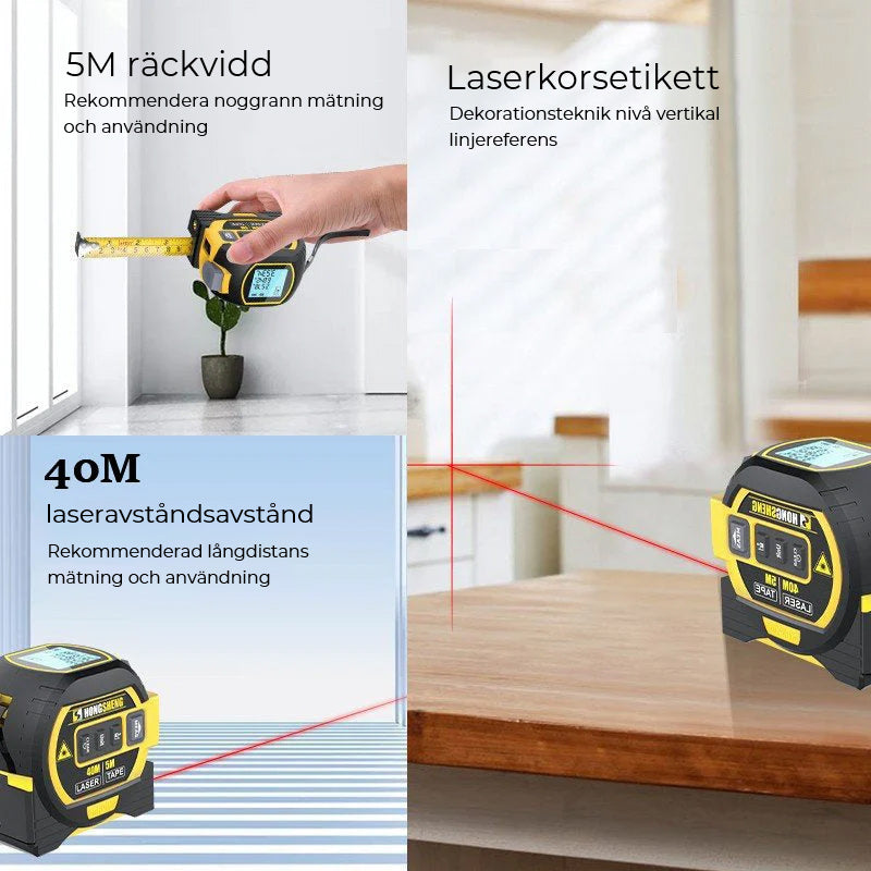 Misuratore Laser 3 in 1 con Metro a Nastro e Linee Incrociate - Strumento Versatile per Misurazioni Accurate 6
