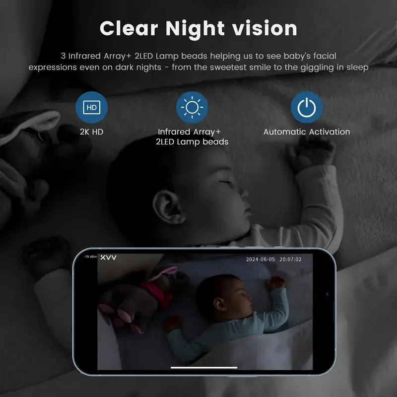 Monitor WiFi 4MP | Telecamera di Sicurezza con Visione Notturna e Rotazione 360° | Sorveglianza Completa per il Tuo Bambino 5