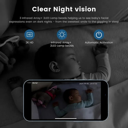Monitor WiFi 4MP | Telecamera di Sicurezza con Visione Notturna e Rotazione 360° | Sorveglianza Completa per il Tuo Bambino 5