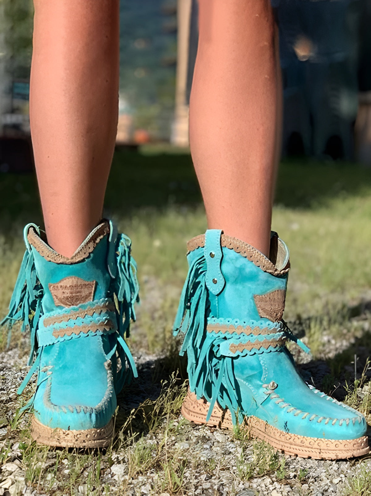Eleonora | Boho Women's Ankle Boots with Western-Style Fringe - Casual Character