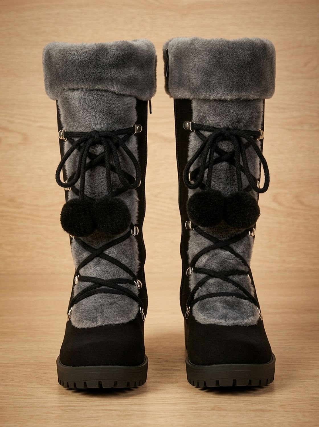 Ortensia | Halbhohe Winterstiefel für Damen mit weichem Umschlag und Pompon - Verspielte Wärme