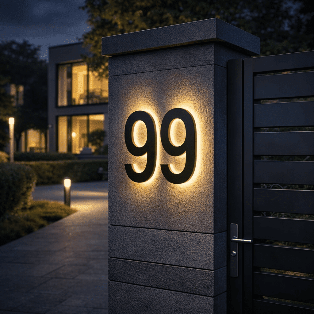 Numeri Civici LED da Esterno Personalizzati con Design Elegante e Illuminazione IP68 per Visibilità Notturna 0