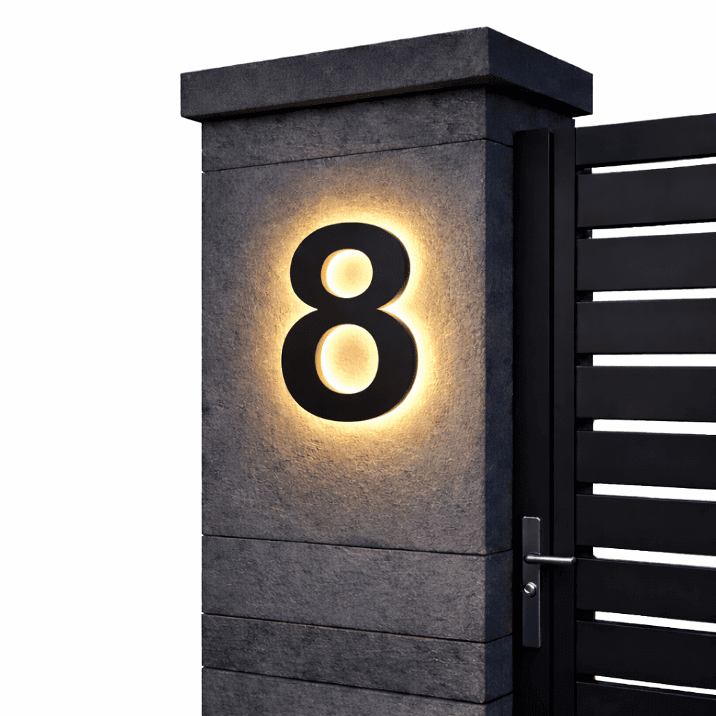 Numeri Civici LED da Esterno Personalizzati con Design Elegante e Illuminazione IP68 per Visibilità Notturna 12