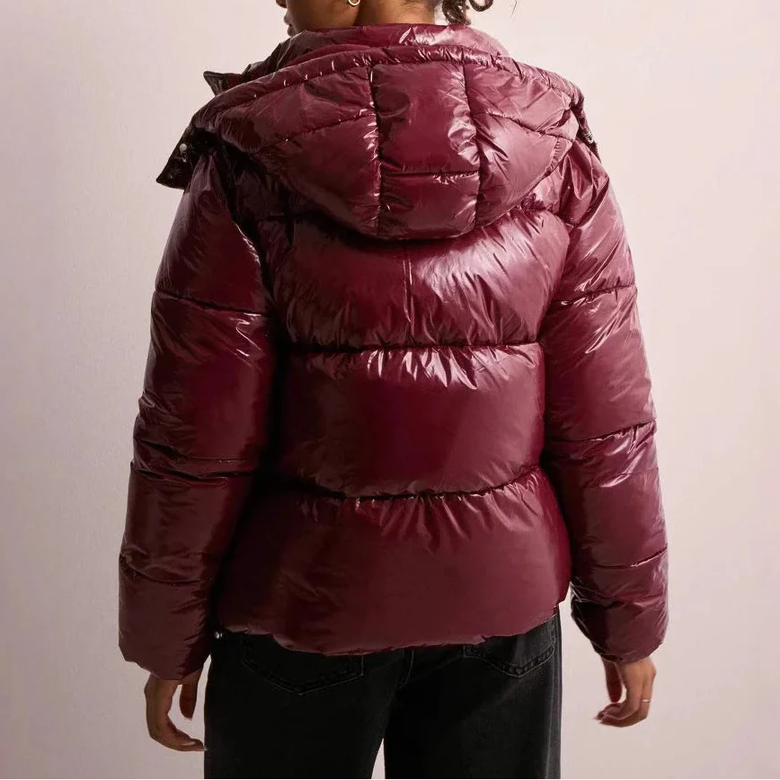 Sara | Padded Women's Jacket with Hood and Glossy Quilting - Lightweight Warmth