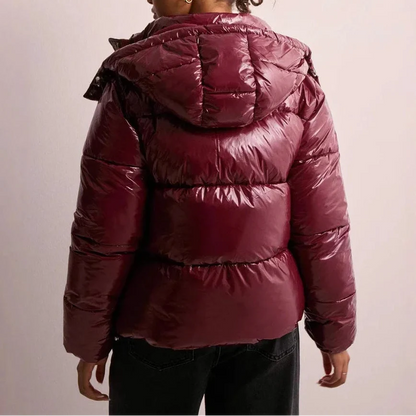 Sara | Padded Women's Jacket with Hood and Glossy Quilting - Lightweight Warmth