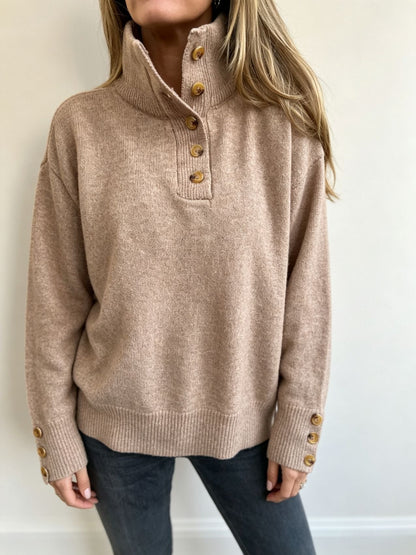 Olivia | Women's Turtleneck Sweater with Wooden Buttons - Refined Warmth