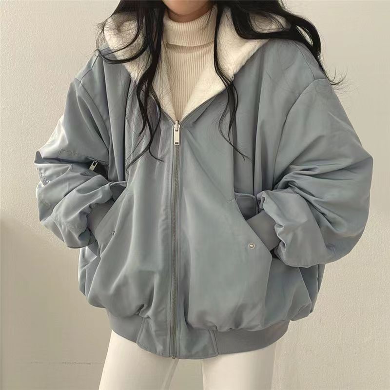 Francesca | Women's Oversized Bomber Jacket with Hood and Utility Pockets - Urban Style