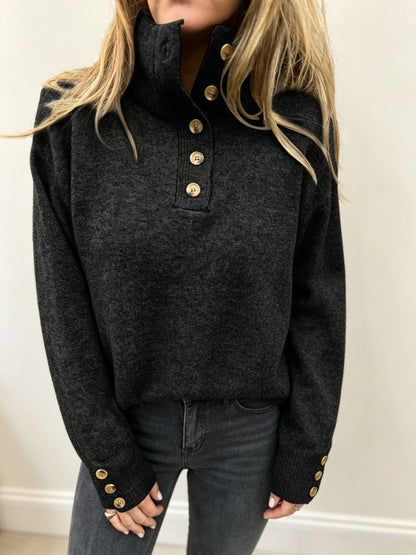 Olivia | Women's Turtleneck Sweater with Wooden Buttons - Refined Warmth