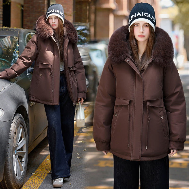 Romana | Women's quilted parka with hood and faux-fur trim - Chic warmth
