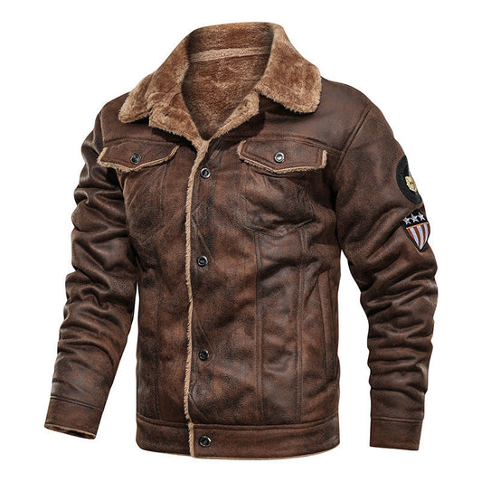 Aldo | Giacca Invernale Uomo Stile Pilota con Interno Teddy e Patch - Carattere Vintage