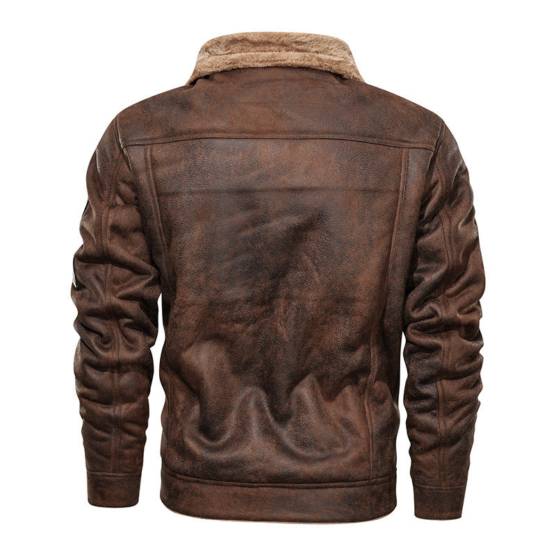 Aldo | Giacca Invernale Uomo Stile Pilota con Interno Teddy e Patch - Carattere Vintage