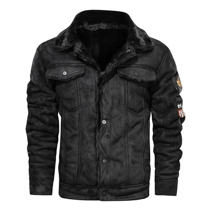 Aldo | Giacca Invernale Uomo Stile Pilota con Interno Teddy e Patch - Carattere Vintage