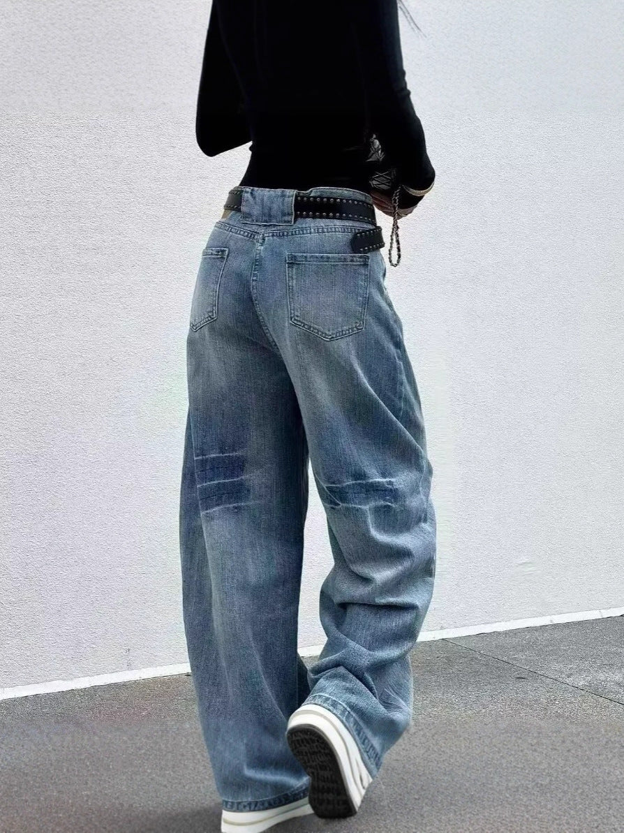 Gelsomina | Women's High-Waisted Barrel-Leg Jeans with Vintage Wash - Streetwear Volume