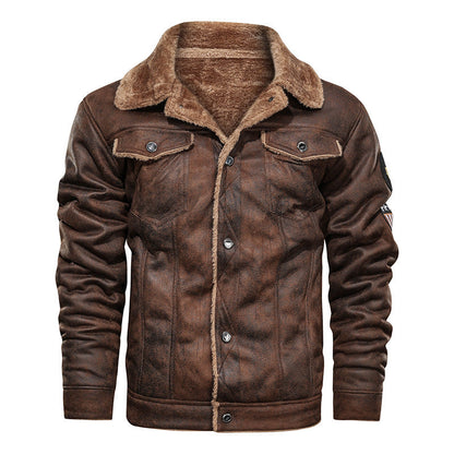 Aldo | Giacca Invernale Uomo Stile Pilota con Interno Teddy e Patch - Carattere Vintage