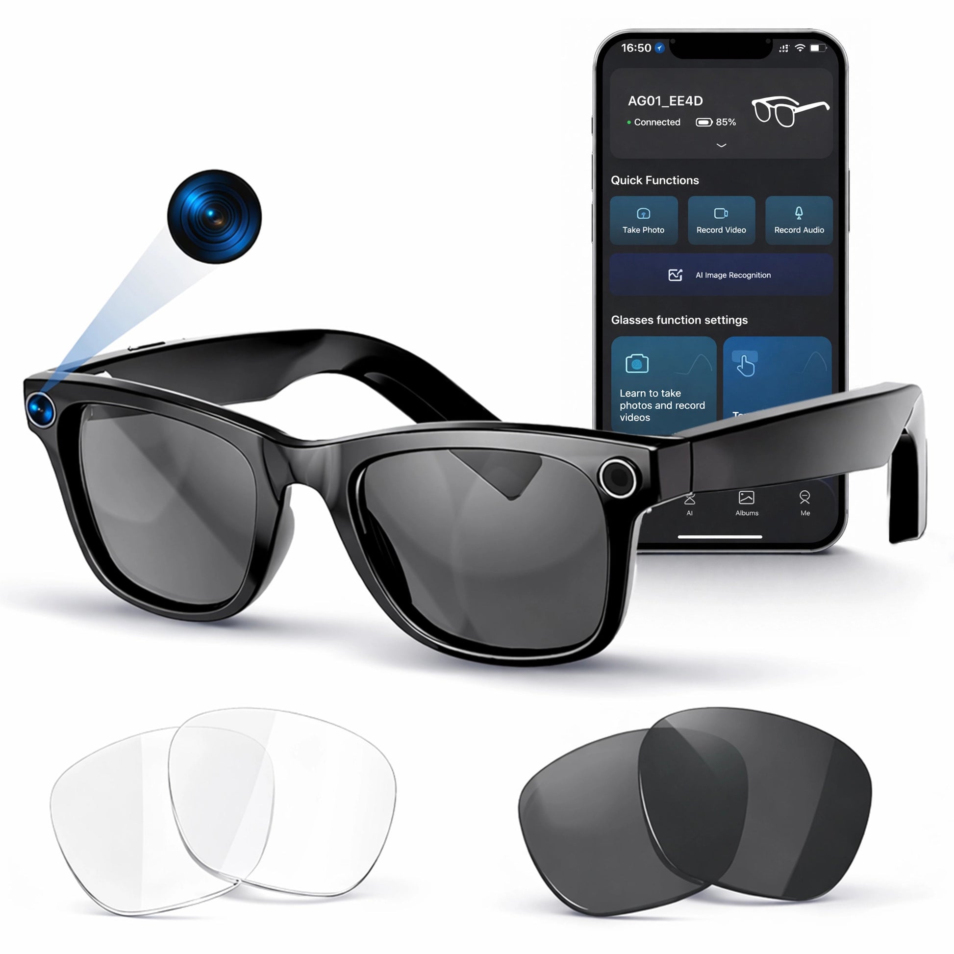 Occhiali Intelligenti | Smart AI Glasses con Traduzione in Tempo Reale | Design Elegante per una Vita Quotidiana Connessa 0
