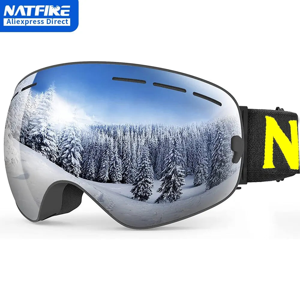 Lunettes de ski | Verres antibuée UV400 au design ergonomique | Visibilité optimale pour les sports d’hiver