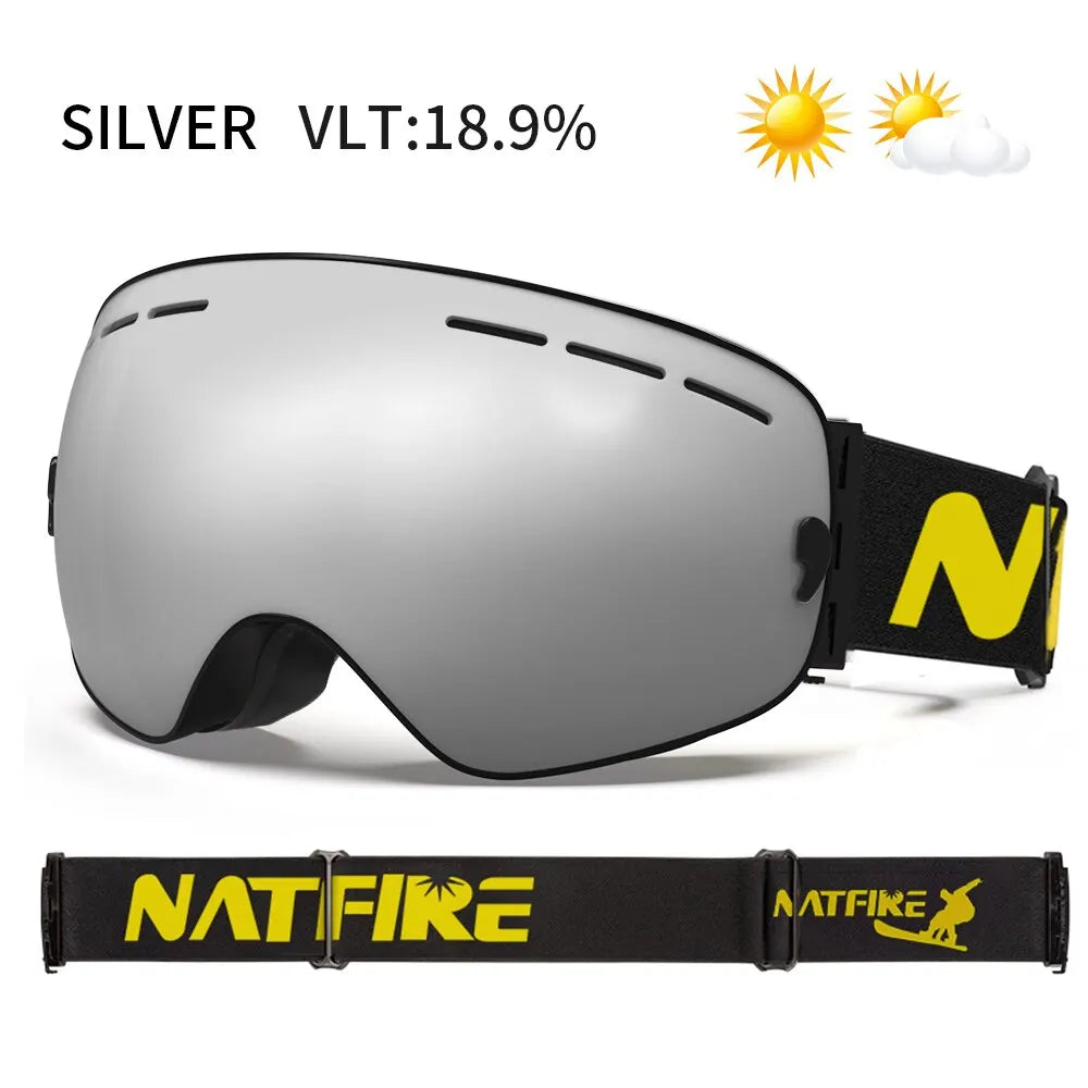 Lunettes de ski | Verres antibuée UV400 au design ergonomique | Visibilité optimale pour les sports d’hiver