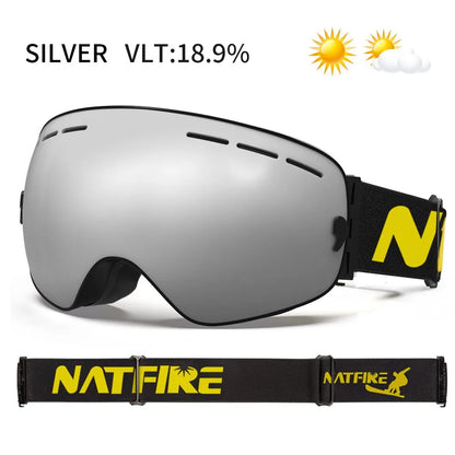 Lunettes de ski | Verres antibuée UV400 au design ergonomique | Visibilité optimale pour les sports d’hiver