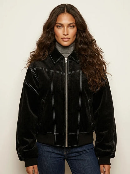 Olivia | Modern Oversized Bomber Nero Donna 2