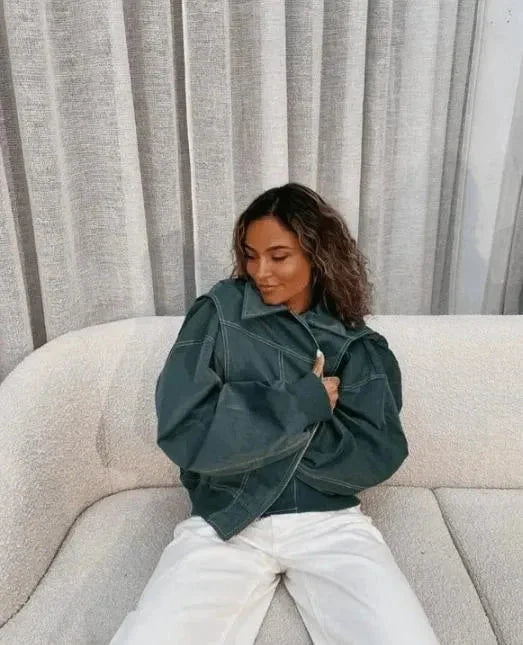 Olivia | Modern Oversized Bomber Nero Donna 3
