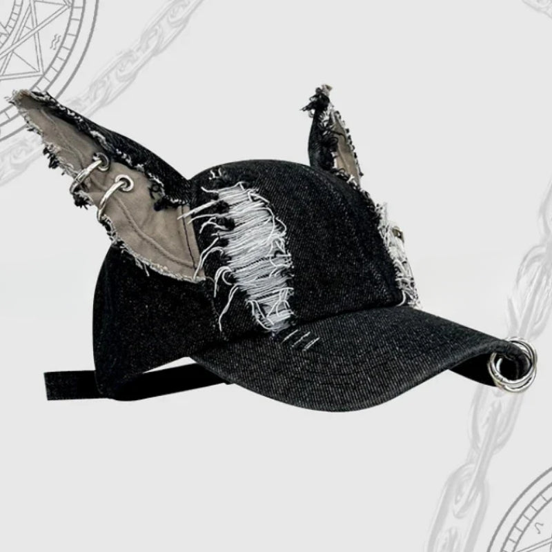 Anomalous Wave | Denim Cap with Chain Design
