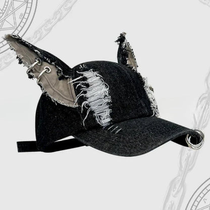 Anomalous Wave | Denim Cap with Chain Design